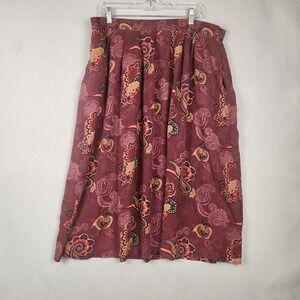 Requirements Woman Skirt Womens 18W Burgundy Paisley Rayon Pockets Boho‎ Midi